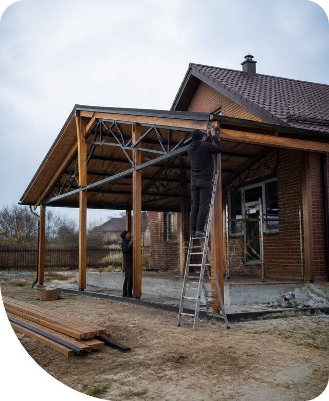 Пристройка навеса к дому и участку в Люберцах под ключ